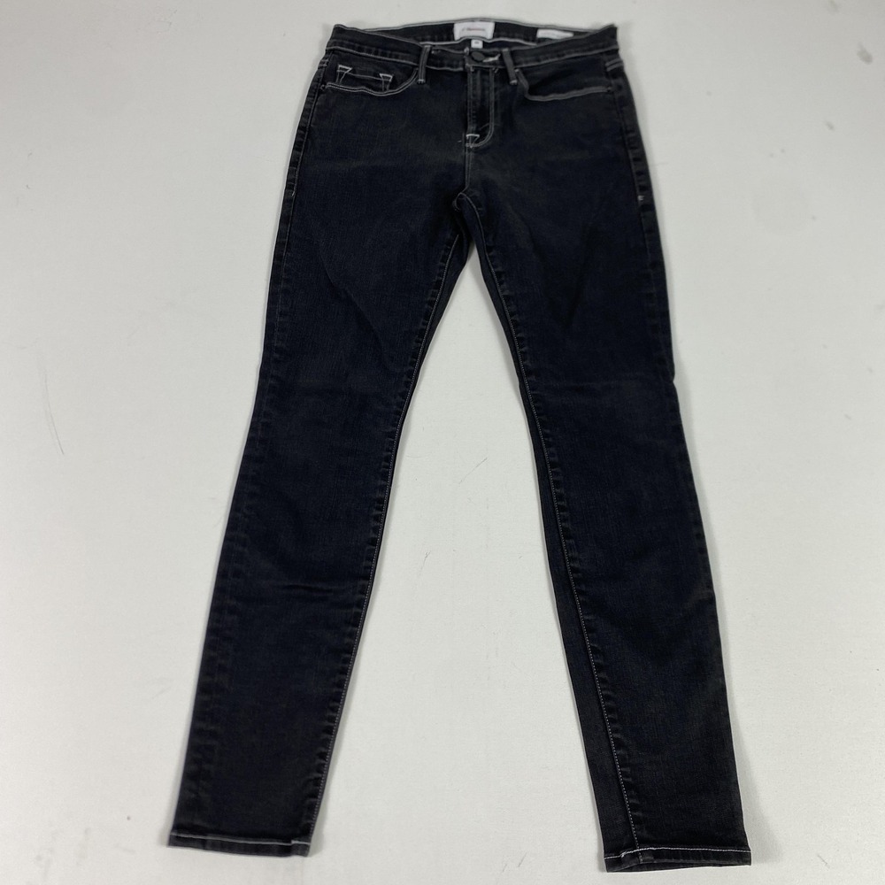 FRAME Le Skinny De Jeanne Crop‎ Jeans Womens 28 Black Skinny Stretch Denim Noir
